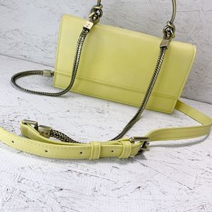 Anthropologie Light Green Bronze Adjustable Strap Purse Snap Button Women’s